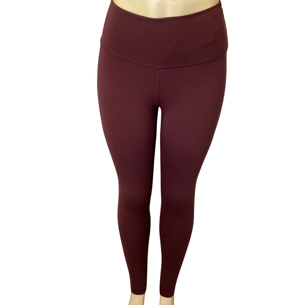 Colorfulkoala Burgundy Ribbed High Waist Leggings Women's XS‎ Nylon Spandex